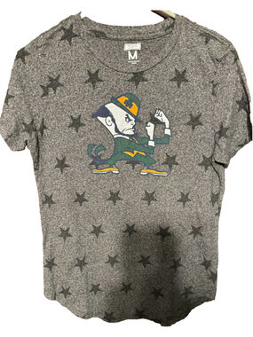 Notre Dame Fighting Irish Women Top Sz Med Tailgate Tee Gray